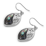 Star Earrings Simulated Abalone .925 Sterling Silver