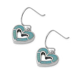 Heart Earrings Simulated Turquoise .925 Sterling Silver