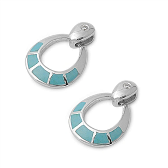 Earrings Simulated Turquoise .925 Sterling Silver
