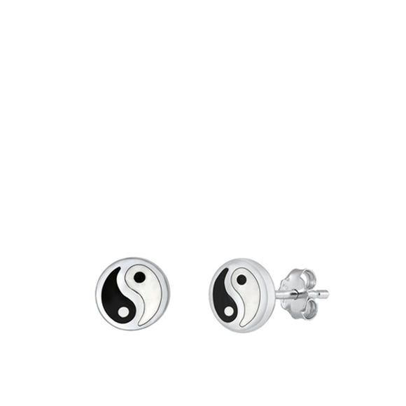 Sterling Silver Fashion Yin Yang High Polished Earrings .925 New