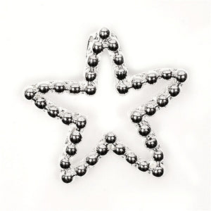 Sterling Silver Round Beaded Star Pendant Outline Simple Charm 925 New