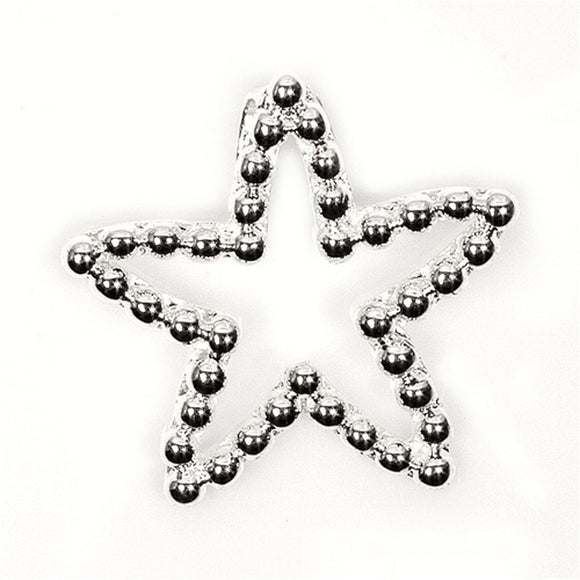 Sterling Silver Round Beaded Star Pendant Outline Simple Charm 925 New