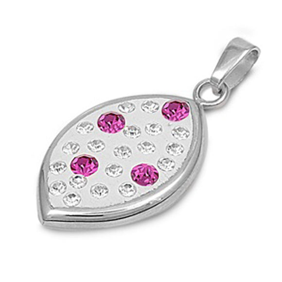 Sterling Silver Studded Mosaic Pendant Pink Simulated CZ Clear Simulated CZ