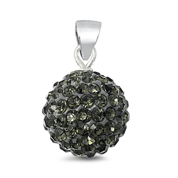 Sterling Silver Elegant Cluster Ball Pendant Micro Pave Unique Studded Charm 925
