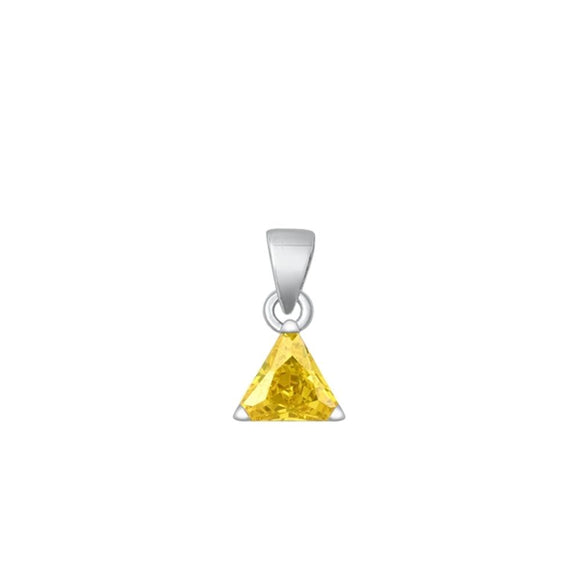 Sterling Silver Beautiful Yellow CZ Fashion Pendant Triangle Charm 925 New