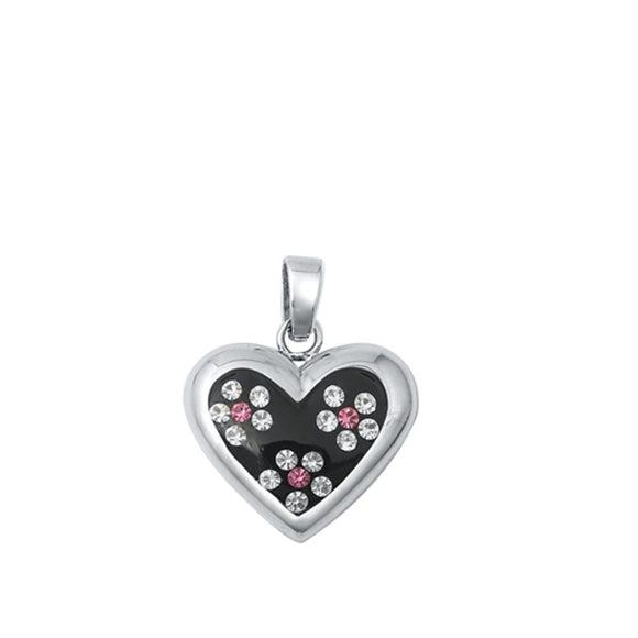 Sterling Silver Wholesale Simulated Clear Rhinestone Pendant Heart Charm 925 New