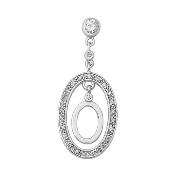 Sterling Silver Wholesale Clear CZ Pendant Vintage Oval Charm 925 New