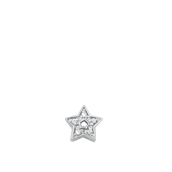 Sterling Silver Polished Clear CZ Star Pendant Fashion Charm 925 New