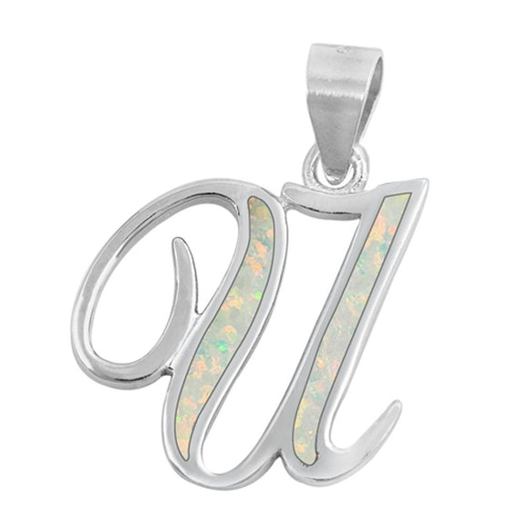 Sterling Silver Wholesale White Synthetic Opal Initial 