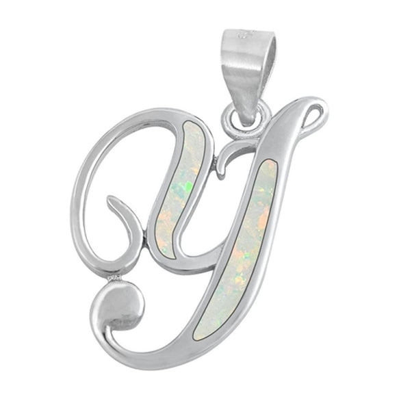 Sterling Silver Wholesale White Synthetic Opal Initial 