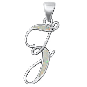 Sterling Silver Beautiful White Synthetic Opal Initial "Z" Pendant Script Charm