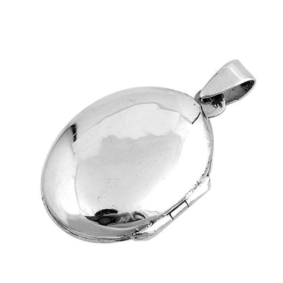 Sterling Silver High Polish Locket Pendant Oval Classic Engravable Charm 925 New
