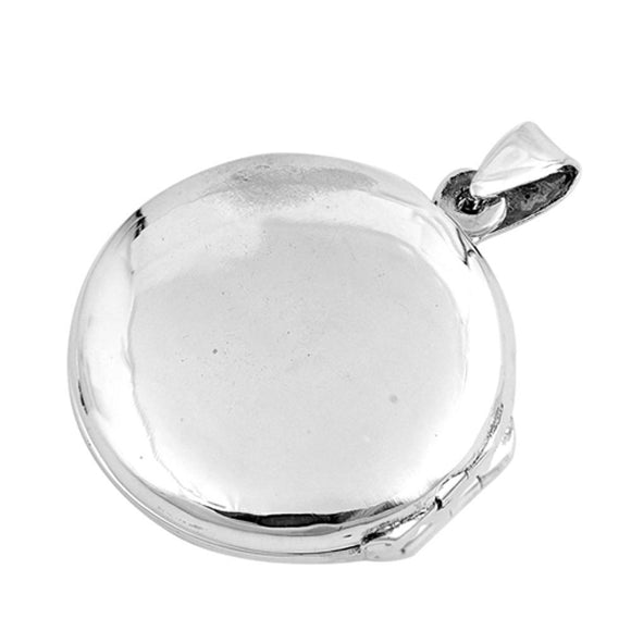 Sterling Silver Polished Round Classic Locket Pendant Vintage Keepsake Charm 925