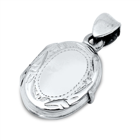 Sterling Silver Elegant Vintage Style Locket Pendant Oval Traditional Charm 925