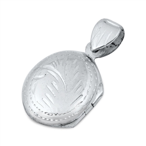 Sterling Silver Etched Locket Pendant Vintage Style Elegant Classic Charm