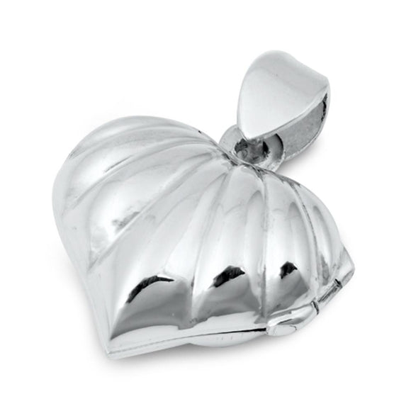 Sterling Silver Promise Heart Locket Pendant Shell High Polish Classic Charm 925