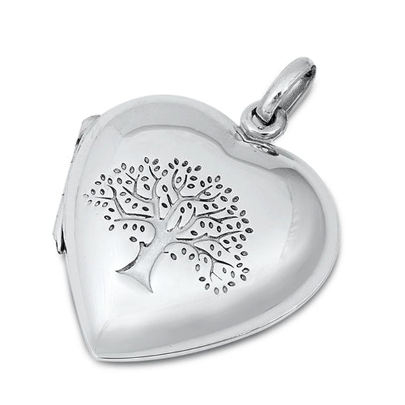 Sterling Silver Tree of Life Locket Pendant High Polish Elegant Classic Charm