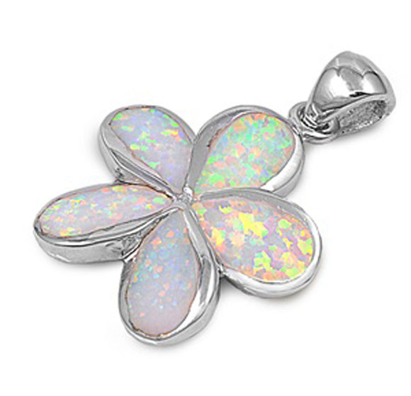 Sterling Silver Teardrop Rounded Starfish Pendant White Simulated Opal Charm