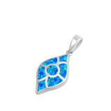 Sterling Silver Blue Synthetic Opal Pendant Elegant Unique Artistic Charm 925