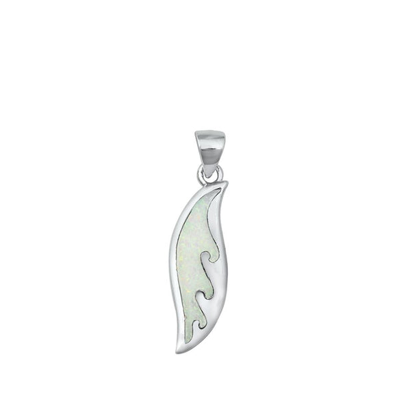 Sterling Silver White Synthetic Opal Surfboard Pendant Ocean Wave Charm 925 New