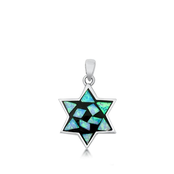 Sterling Silver Mosaic Star of David Pendant Jewish Modern Unique Charm 925 New