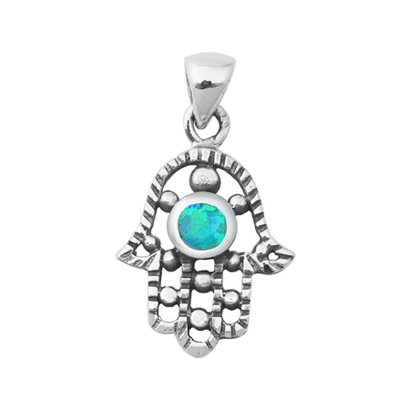 Sterling Silver Vintage Hamsa Pendant Hand of God Etched Bali Style Charm 925