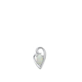 Sterling Silver Beautiful White Synthetic Opal Pendant Heart Charm 925 New