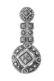 Sterling Silver Geometric Medallion Hanger Pendant Simulated Marcasite Charm