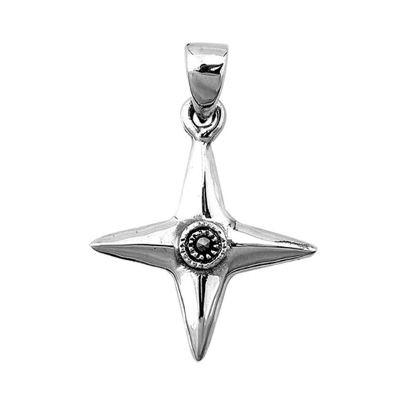 Sterling Silver Marcasite Nautical Cross Pendant Star Point Charm 925 New