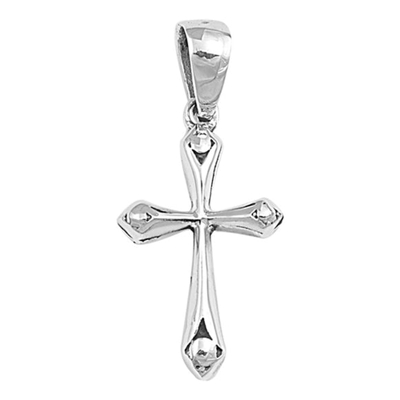 Shiny Simple High Polish Cross Pendant .925 Sterling Silver Minimalist Charm