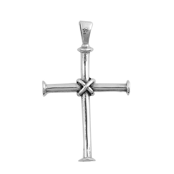 Simple Rope Knot Cross Pendant .925 Sterling Silver Celtic Traditional Charm