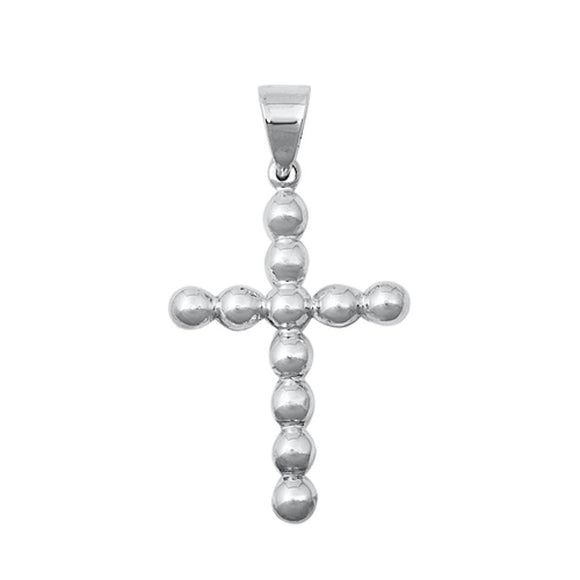 Sterling Silver Beautiful Beaded Cross Pendant Christian Faith Love Charm 925