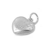 Etched Promise Heart Pendant .925 Sterling Silver Puffed Polished Charm