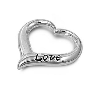 Love High Polish Promise Heart Pendant .925 Sterling Silver Hanging Slider Charm