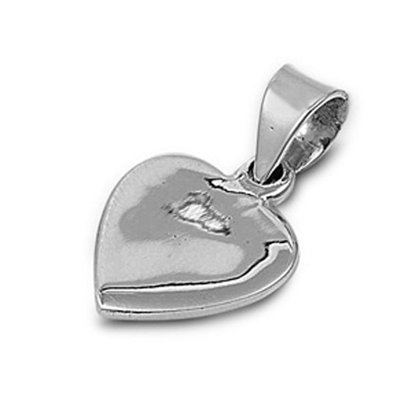 Flat Promise Heart Pendant .925 Sterling Silver Simple Classic Plain Charm