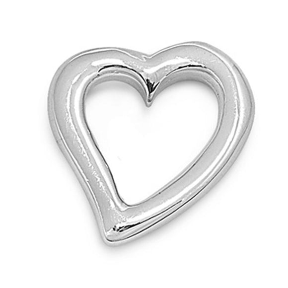 Promise High Polish Heart Pendant .925 Sterling Silver Shiny Slider Glider Charm
