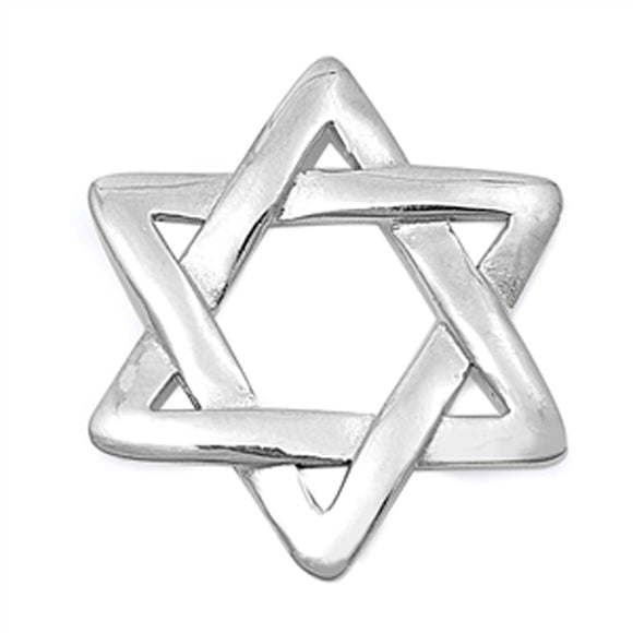Sterling Silver Star of David Pendant Traditional High Polish Simple Charm 925