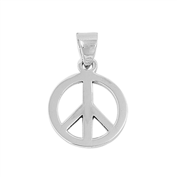 Peace Sign Pendant .925 Sterling Silver Cutout Circle Hippie Symbol Retro Charm