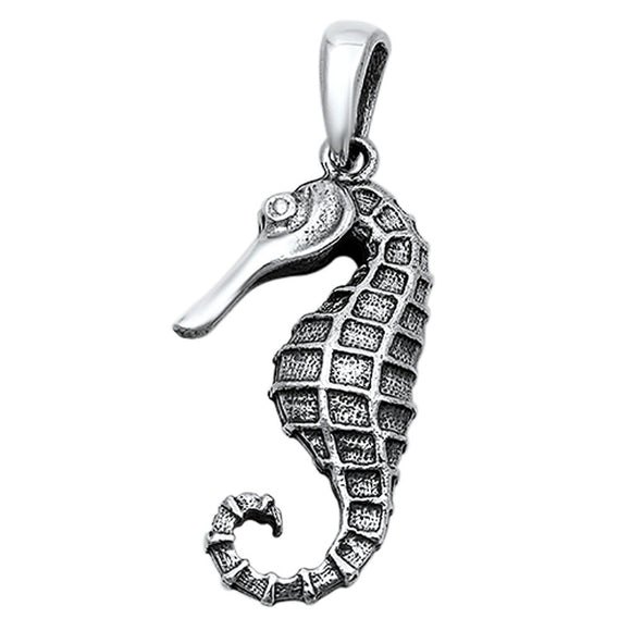 Detailed Realistic Seahorse Pendant .925 Sterling Silver Realistic Animal Charm