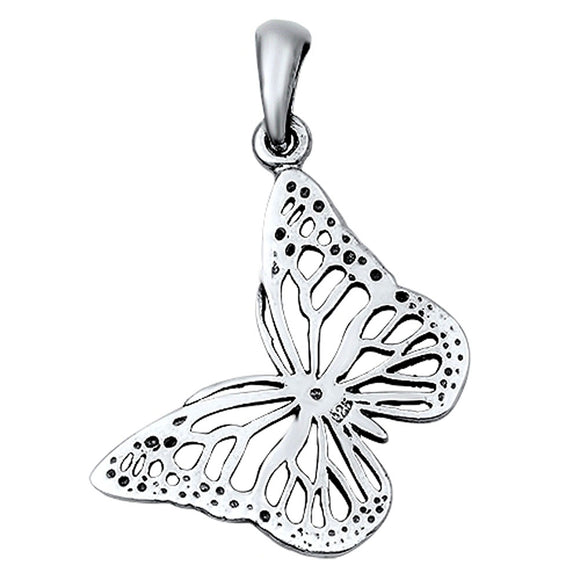 Cutout Ornate Butterfly Pendant .925 Sterling Silver Nature Animal Insect Charm