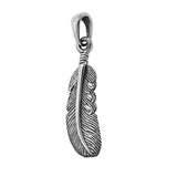 Classic Hanging Feather Pendant .925 Sterling Silver Bohemian Animal Bird Charm