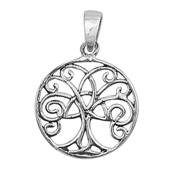 Sterling Silver Celtic Tree of Life Pendant Triquetra Filigree Swirl Charm 925