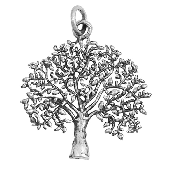 Sterling Silver Realistic Oak Tree Pendant Branch Tree of Life Charm 925 New