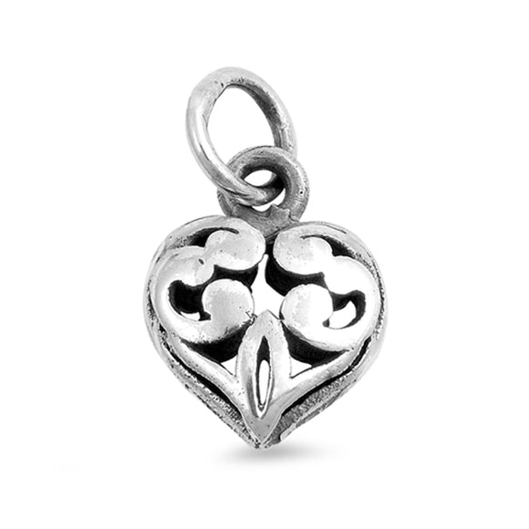 Sterling Silver Filigree Cage Heart Pendant Promise Open Bali Charm 925 New