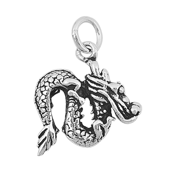 Sterling Silver Dragon Pendant Chinese Zodiac Mythology Mythical Creature Charm