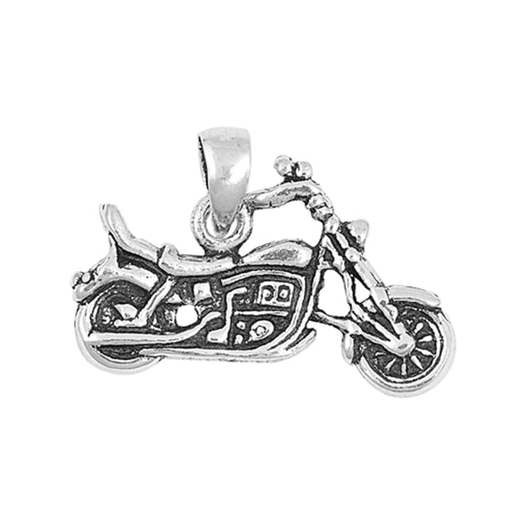Sterling Silver Motorcycle Pendant Chopper Motor Bike Bicycle Street Charm 925