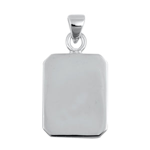 Sterling Silver Rectangle Dog Tag Pendant Engravable Flat Traditional Charm 925