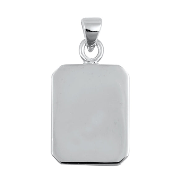 Sterling Silver Rectangle Dog Tag Pendant Engravable Flat Traditional Charm 925