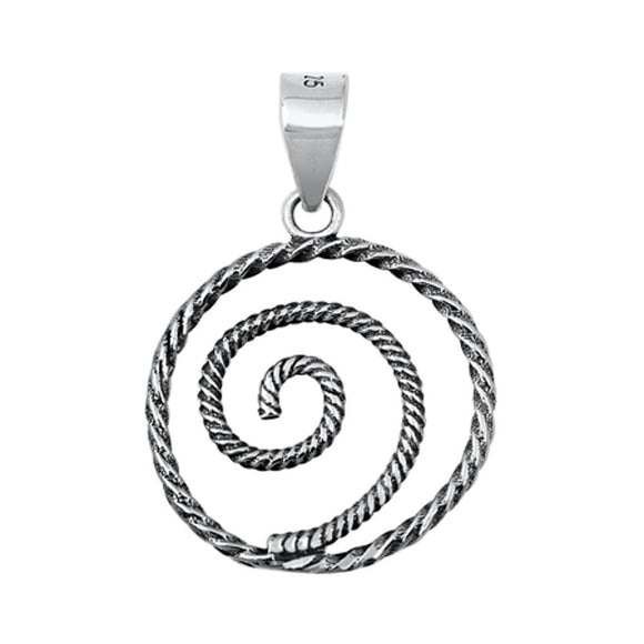 Sterling Silver Rope Twist Pendant Spiral Loop Braid Hipnotic Charm 925 New