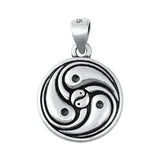 Sterling Silver Yin Yang Medallion Pendant Fertility Oxidized Round Unique Charm